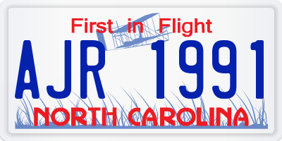 NC license plate AJR1991