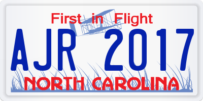 NC license plate AJR2017