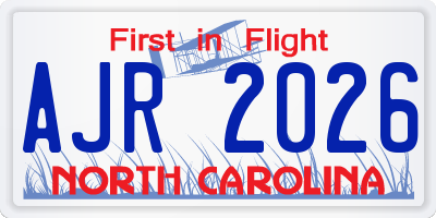 NC license plate AJR2026