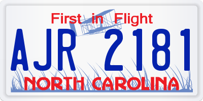 NC license plate AJR2181