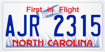 NC license plate AJR2315
