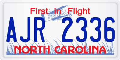 NC license plate AJR2336