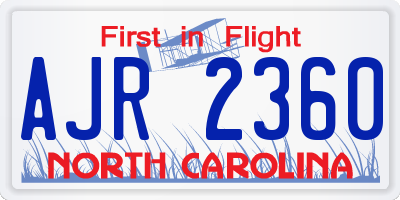 NC license plate AJR2360