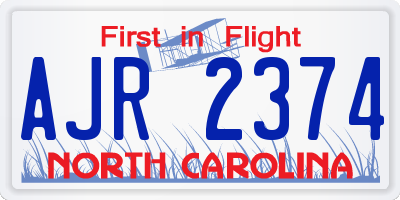 NC license plate AJR2374