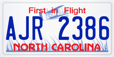 NC license plate AJR2386