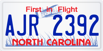 NC license plate AJR2392