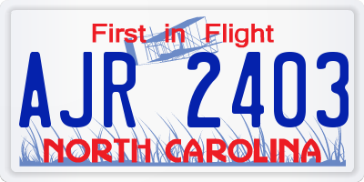 NC license plate AJR2403