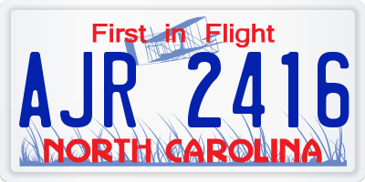NC license plate AJR2416