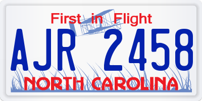 NC license plate AJR2458