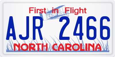 NC license plate AJR2466