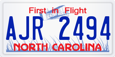 NC license plate AJR2494