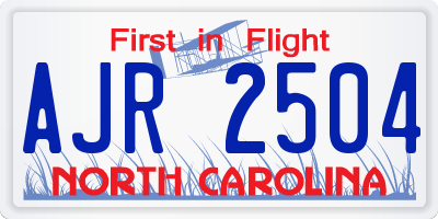 NC license plate AJR2504