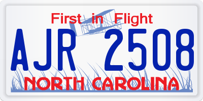 NC license plate AJR2508
