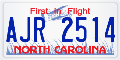 NC license plate AJR2514