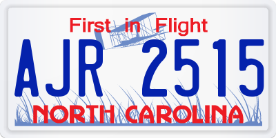 NC license plate AJR2515