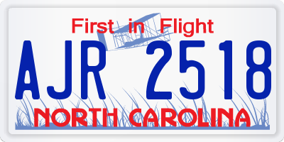 NC license plate AJR2518