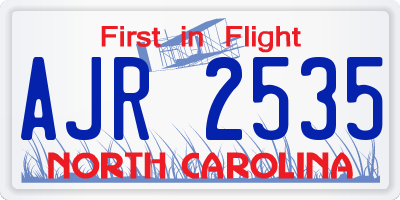 NC license plate AJR2535