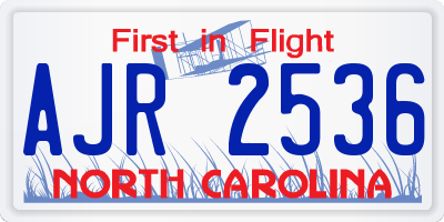 NC license plate AJR2536