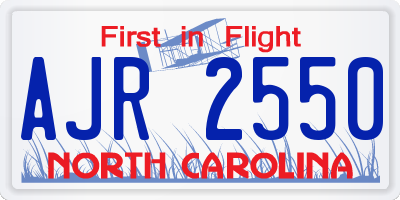 NC license plate AJR2550