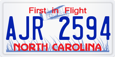 NC license plate AJR2594