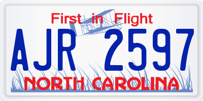NC license plate AJR2597