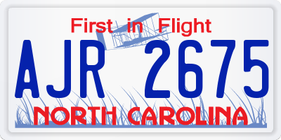 NC license plate AJR2675