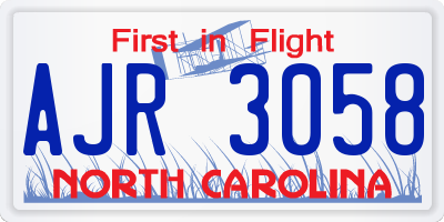 NC license plate AJR3058