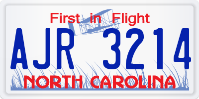NC license plate AJR3214