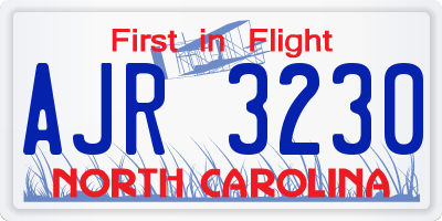 NC license plate AJR3230