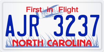 NC license plate AJR3237