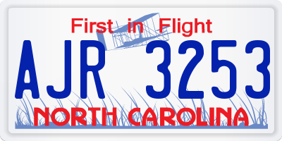 NC license plate AJR3253