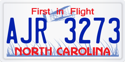 NC license plate AJR3273