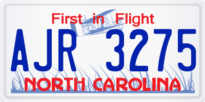 NC license plate AJR3275