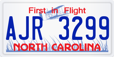 NC license plate AJR3299