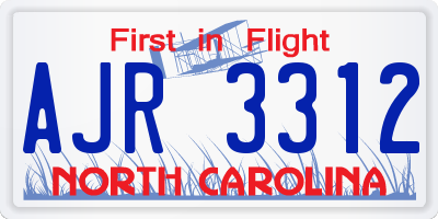 NC license plate AJR3312