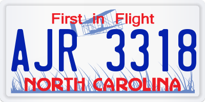 NC license plate AJR3318