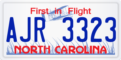 NC license plate AJR3323