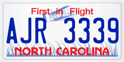 NC license plate AJR3339