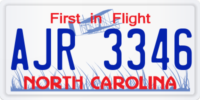 NC license plate AJR3346