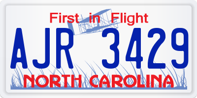 NC license plate AJR3429