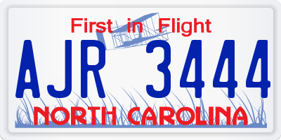 NC license plate AJR3444