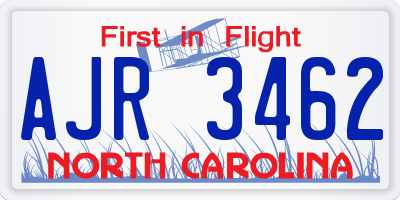 NC license plate AJR3462