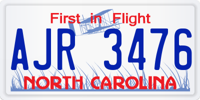 NC license plate AJR3476
