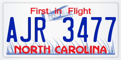 NC license plate AJR3477