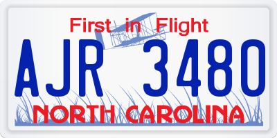 NC license plate AJR3480