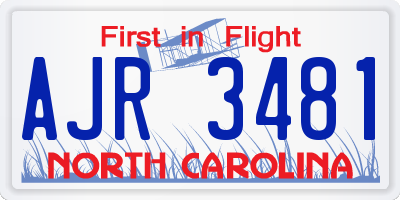 NC license plate AJR3481