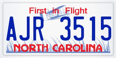 NC license plate AJR3515