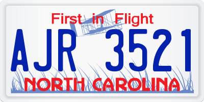 NC license plate AJR3521