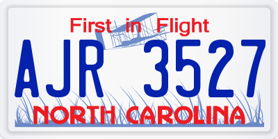 NC license plate AJR3527