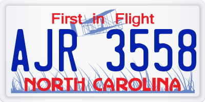 NC license plate AJR3558